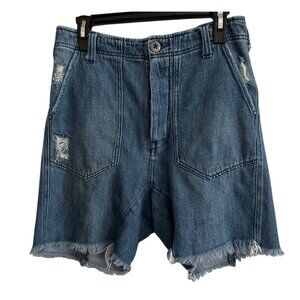 We The Free Distressed Denim Shorts Womens Size 0 Blue High-Rise Frayed Hem